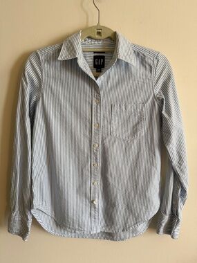 Gap blue stripe cotton button down shirt XXS